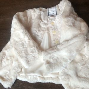 2T Faux Fur cream white pea coat